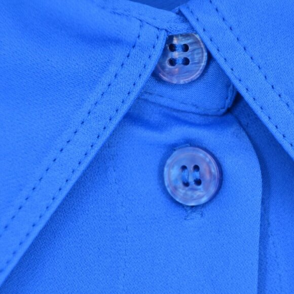 Zara Satin Effect Button Down Shirt Point Collar Long Sleeve Wide Cuff Blue S - Picture 4 of 10